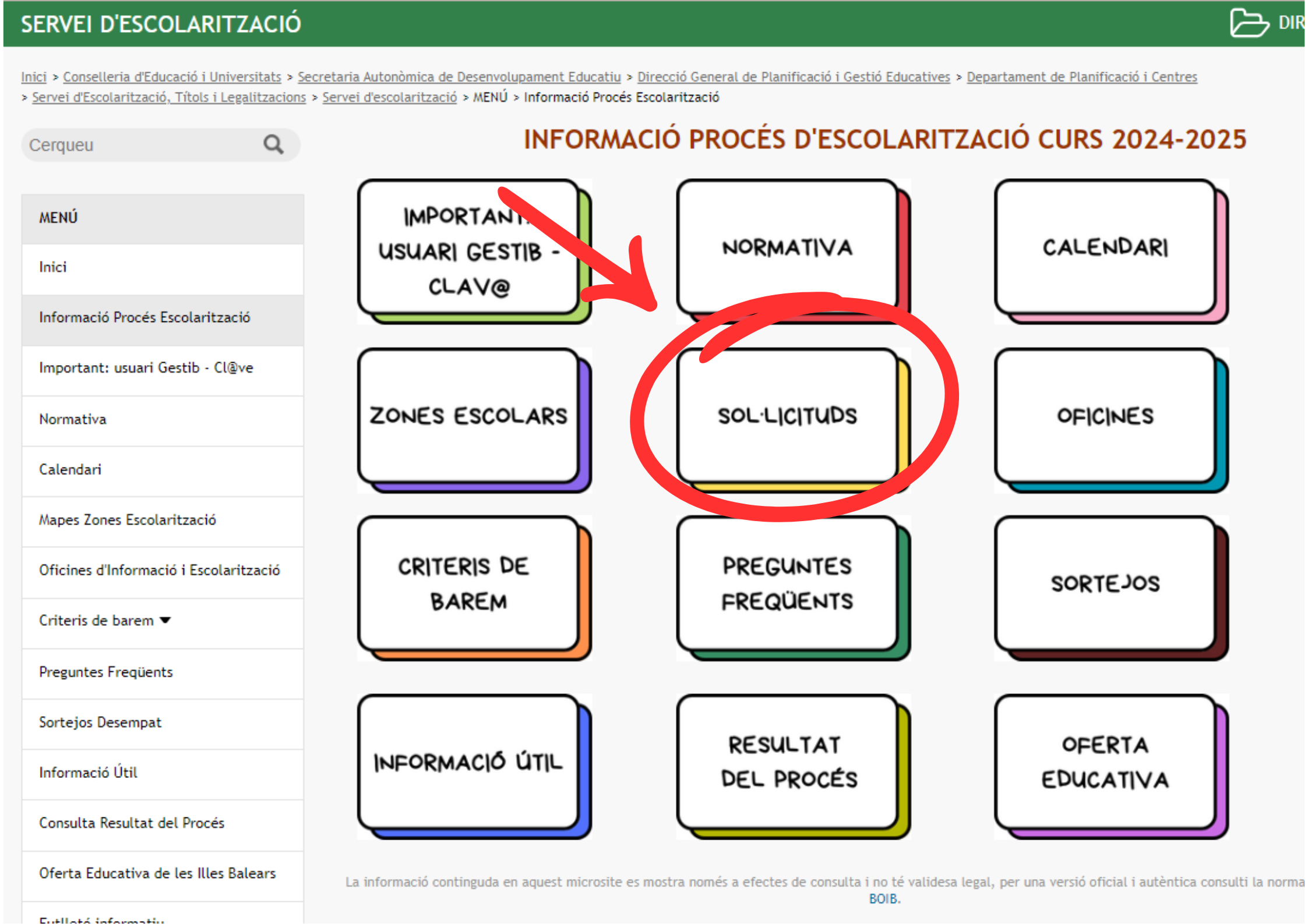 Instrucciones de proceso de escolarització